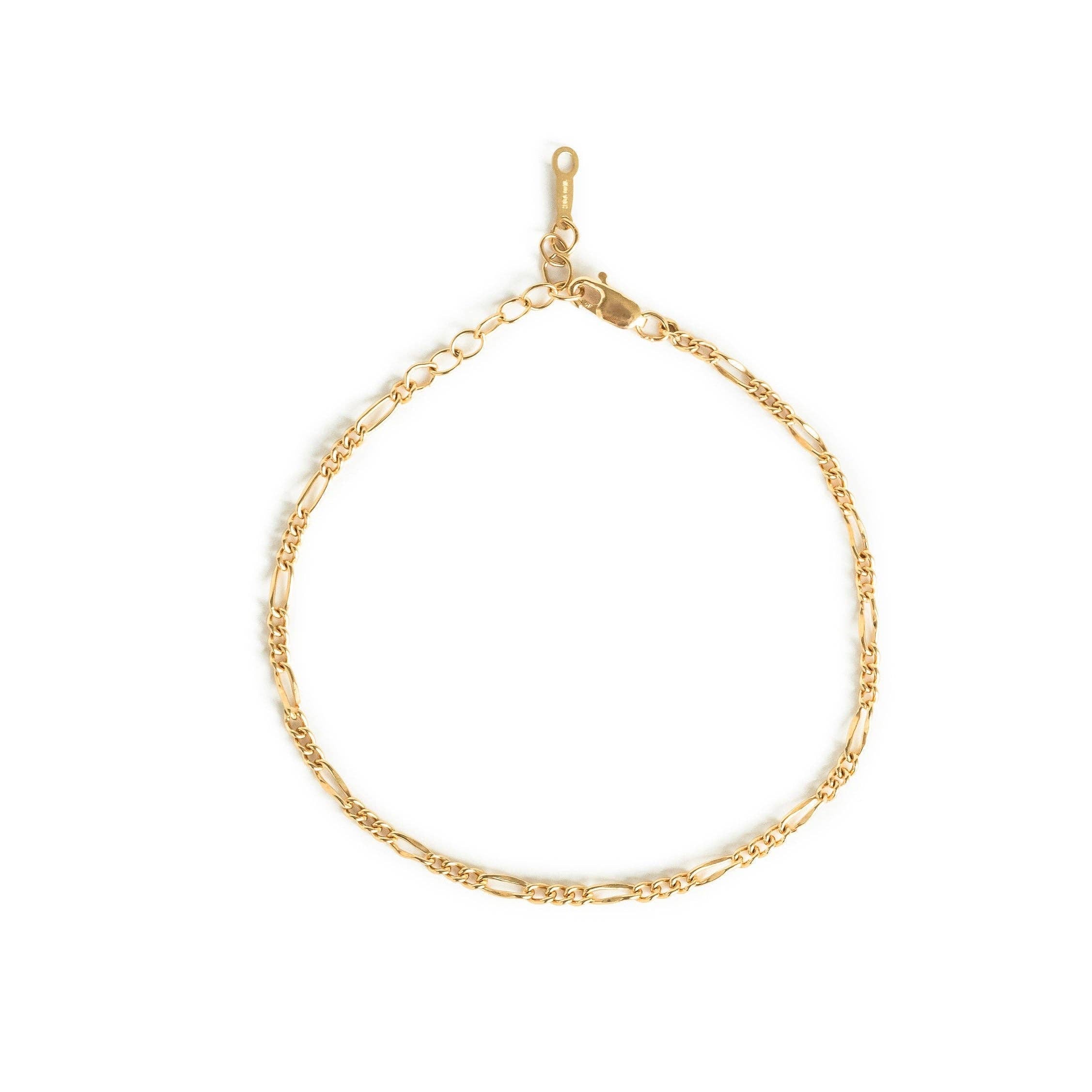 Delicate gold chain bracelet displayed on a plain white background